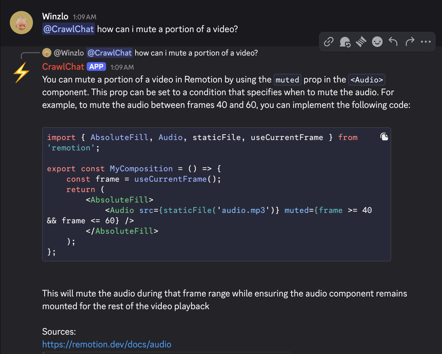CrawlChat Discord bot integration
